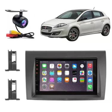 Imagem de Central Multimídia 2 Din Mp5 Fiat Bravo Câmera Moldura Tela Pt Fosco