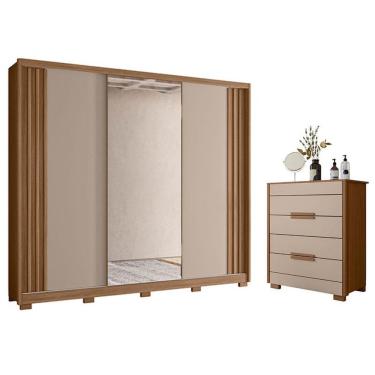 Imagem de Guarda Roupa Casal Arizona E Cômoda Dhara Carvalho Fendi - Moval