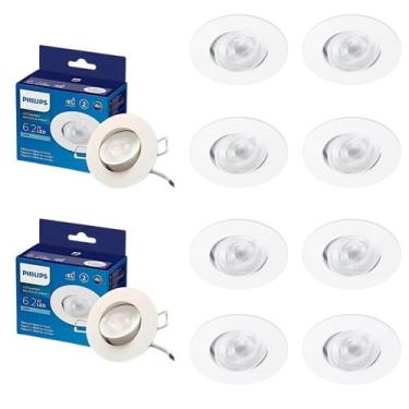 Imagem de 10 Luminárias Led Spot SL052 Philips 6,2W 2700K 500lm Bivolt