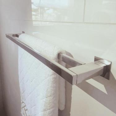 Imagem de Porta Toalha Toalheiro Duplo 70cm Inox 304 Banheiro Lavabo Linha Ipane