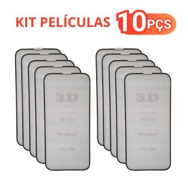 Imagem de Kit 5 /10/15 Película De Vidro 3D Compativel Para iPhone 16e - Generic