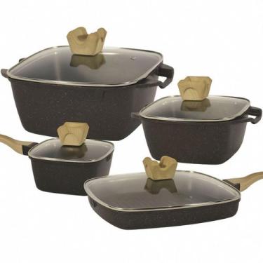 Imagem de Jogo Panelas Indução Antiaderente Revestimento Mármore Cerâmico Cook S