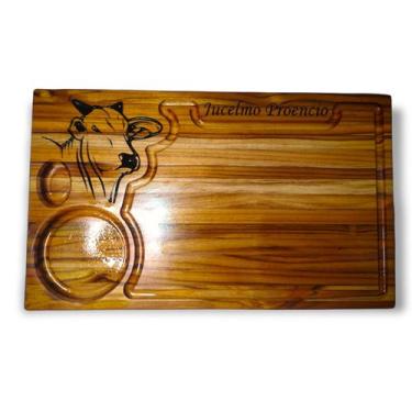 Imagem de Tábua de corte personalizada cabeça de boi em madeira Teca - WR ROUTER