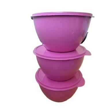 Imagem de Kit 3 Saladeiras 5,5L coloridas com tampa Bowl, Plástico p Salada, Cozinha, Churrasco.(06 Unidades,Sortidas)