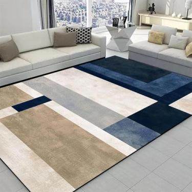 Imagem de Tapetes geométricos modernos para sala de estar, cores claras e luxuosas, para decoração de quarto, sofá, área grande, macio, tapete para sala de estar (160 x 200 cm, 63 x 78,7 pol./DT-4159 Flane