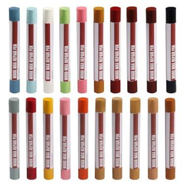 Imagem de Uxney Bastões de enchimento de madeira, giz de cera de reparo de madeira de 20 cores, marcadores de móveis de madeira para retoque para reparar arranhões, amassados, rachaduras e furos em pisos de