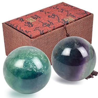 Imagem de Bolas de 4 cm Feng Shui Stone Baoding Bolas Chinesas para Exercícios de Saúde com Caixa de Presente Fluorita