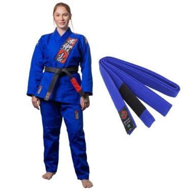 Imagem de Kimono Jiu JItsu Trançado Reforçado Choke Azul Naja Adulto Unissex Pro