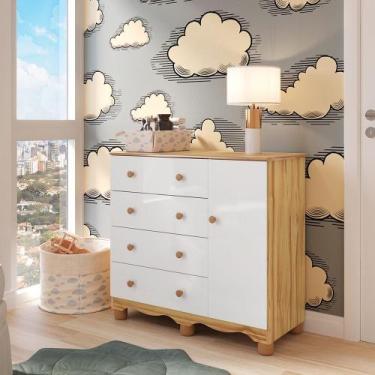 Imagem de Cômoda Infantil 1 Porta 4 Gavetas 100% MDF Mimo Espresso Móveis