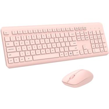 Imagem de Combo de teclado e mouse sem fio, teclado e mouse ergonômicos silenciosos de tamanho completo, bateria de longa duração, mouse óptico, teclado sem fio sem atraso de 2,4 G para computador, Mac, laptop