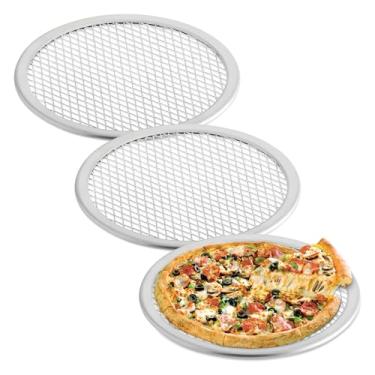 Imagem de OCS Parts Telas de pizza de alumínio | Bandejas de pizza de grau comercial para cozinhar em casa, pizzarias e restaurantes (9,5 cm, 15,5 cm)
