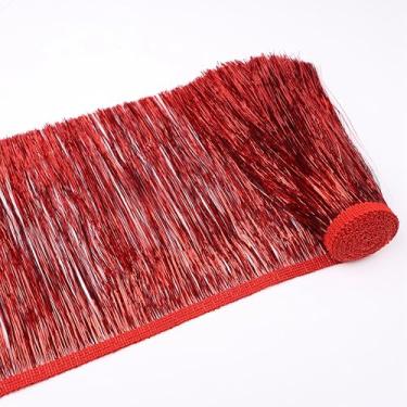 Imagem de Guarnição de franja com franja de 20 cm de largura 4,8 metros guirlanda cintilante para fantasias, vestidos, cenário de cabine de fotos, decoração de festa vermelha AIETSYEI