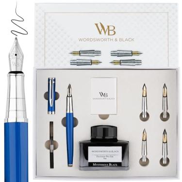 Imagem de Wordsworth & Black Conjunto de caneta-tinteiro para presente, inclui garrafa, 6 cartuchos, conversor de recarga, 4 pontas de substituição, pacote premium, diário, caligrafia, canetas de escrita suave