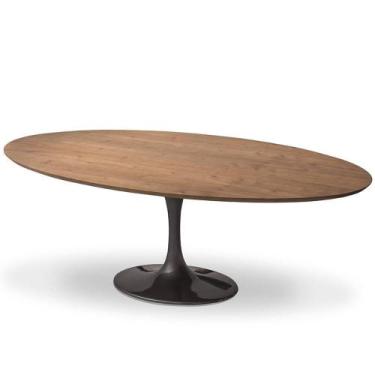 Imagem de Mesa de Jantar Oval Imatra Tampo Madeira Imbuia Base Saarinen em Alumí