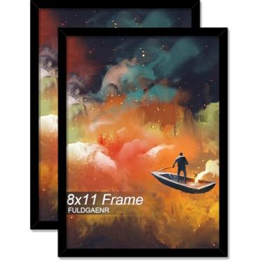 Imagem de FULDGAENR Conjunto de 20 x 28 cm de moldura, molduras pretas para certificado de pôster, 20 x 28 polegadas, moldura de parede/mesa de alta transparência com visor vertical horizontal (pacote com 2 |