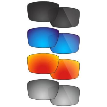 Imagem de Fiskr Lentes polarizadas de substituição para óculos de sol Oakley Gascan (OO9014) com revestimento antiarranhões, água salgada e antipoeira (preto, prata, azul e vermelho)