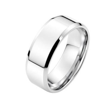 Imagem de Aliança Namorados Prata 8mm Reta Tungstênio Namoro Casal Luxo - Alpha 