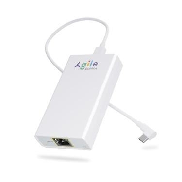 Imagem de Conversor Gigabit PoE para USB C para smartphone/tablet, adaptador USB-C para Ethernet com carregamento de 23 W, alimentação e dados 2 em 1 porta RJ45 para adaptador tipo C, 10/100/1000Mbps Plug