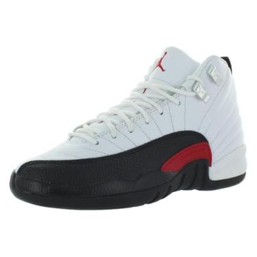 Imagem de Tênis infantil Jordan 12 retrô branco/vermelho e preto "Taxi Flip" (153265 162) Gradeschool GS, Branco/vermelho academia - preto, 18