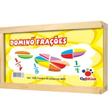Imagem de Jogo de Dominó Frações 28 Peças Em Madeira, para Crianças +6 Anos, Ciabrink, Multicolor
