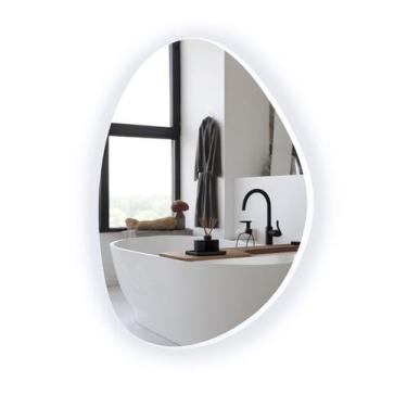 Imagem de Espelho Orgânico Led Decorativo 80x60 Lapidado Sala Banheiro - Fox Com