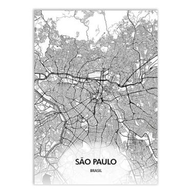 Imagem de Placa Decorativa São Paulo Brasil Mapa Pb Viagem Decoração Poster Quarto Sala