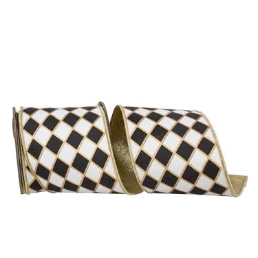 Imagem de Reliant Ribbon Fita de borda com fio Diamond Elite Metallic Outline Deluxe, preto/branco