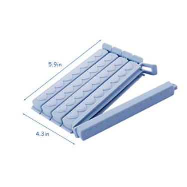 Imagem de Pssopp 5pcs Clipe de Vedação de Plástico, Clipes Grossos e de Sacos de Alimentos para Selador de Saquinhos de chá, Ranhuras Duplas, Vedação de Leite Em pó, Sal, Aveia (Azul)