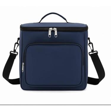 Imagem de Bolsa Térmica com Alça Transversal, 7L, 26x24x17cm, Azul Marinho, Ideal para Marmitas e Bebidas