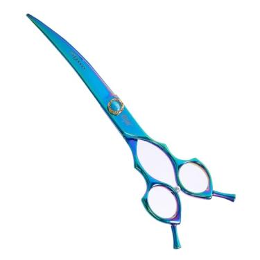 Imagem de Stjuo Tesoura Curva Para Cães De 7,5'' Para Tosa 440C Aço Inoxidável Verde Tesoura Profissional Para Aparar Animais De Estimação Lâminas Afiadas Para Corte De Cães E Gatos Tesouras