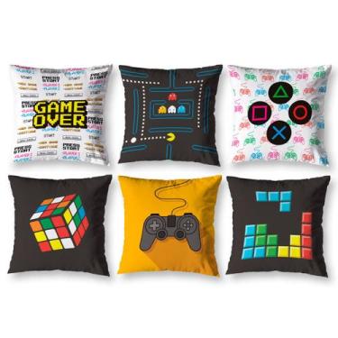 Imagem de Kit 6 Almofadas Cheias Estampadas Infantil 40cm x 40cm Zíper invisível