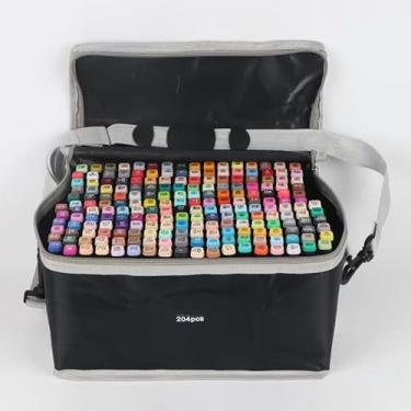 Imagem de Canetas Marcador Permanente Canetinhas Ponta Dupla para Desenhos Profissional 12, 24, 36, 48, 60, 80,100,120, 168, 204 Cores Conjunto (204)