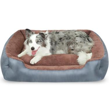 Imagem de Camas para cães grandes, sofá retangular lavável, cama confortável e respirável para animais de estimação com fundo antiderrapante, cinza