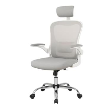 Imagem de Cadeira De Escritório Ergonômica Giratória G100 Com Estofado Mesh Encosto de Cabeça Costas Respiravel Luvinco Cor Cinza