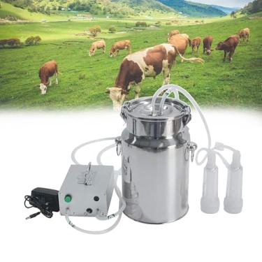 Imagem de MáQuina De Ordenha EléTrica A VáCuo Pulsada Para Cabras/Vacas De 3l/5l/7l/10l/14l, Bomba Tira-Leite AutomáTica PortáTil Com 2 Teteiras, Com Balde De Leite De AçO InoxidáVel 304 Para Fazenda DoméStica