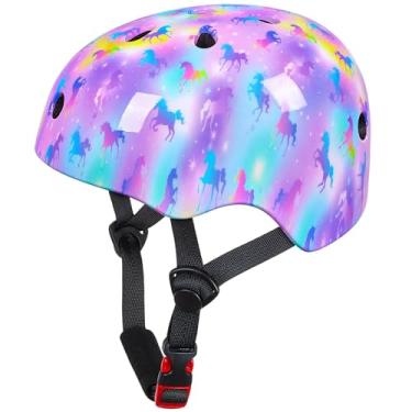 Imagem de Bienbee Capacete infantil, capacetes de skate para bicicleta, equilíbrio de bicicleta, scooter, para meninas e meninos de 1 a 3 a 5 a 8 a 14 anos, unicórnios coloridos P
