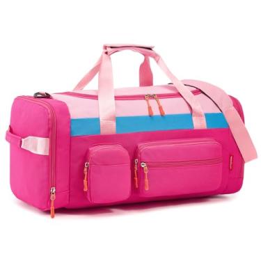 Imagem de WOOMADA Bolsa infantil grande para viagens, durante a noite ou fim de semana, 50,8 cm, Rosa choque