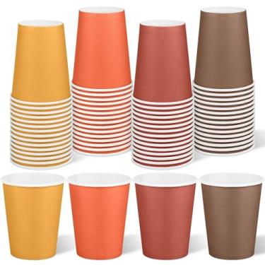 Imagem de URATOT 60 peças de copos de papel descartáveis de 255 g copos de festa cor de outono copos de festa de ação de graças outono copos para festa, faça você mesmo e feriado, 4 cores