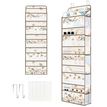 Imagem de Clastyle Organizador de flores sobre a porta, organizador de folhas para berçário para mulheres, meninas, roupas, fraldas, brinquedos, armário, porta, prateleira, armazenamento para quarto, banheiro