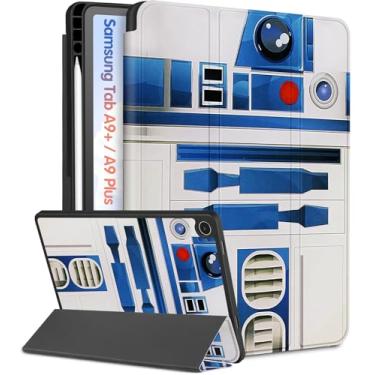 Imagem de Wazzasoft Capa para Samsung Galaxy Tab A9 Plus – capa fólio fofa para mulheres, meninas, adolescentes, meninos, nave espacial, design exclusivo, suporte para lápis da moda, hibernar e despertar