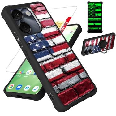Imagem de jioeuinly Capa para celular AirVoice S67 5G / C67/A67 compatível com FOXXD Foxx Miro S67 5G / A67 / HTH C67 [com protetor de tela de vidro temperado] [suporte de anel] [efeito luminoso] YGH-GQ