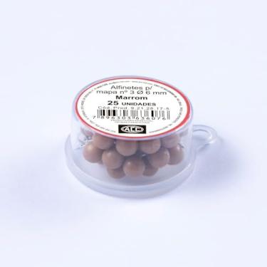 Imagem de ACC - Alfinete Mapa 3 Caixa Plástico 25 unidades Aço Cabplast Marrom