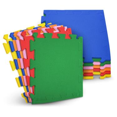 Imagem de Tatame,Evamax, 12 Placas, 50 cm x 50 cm x 1 cm, Cores Sortidas