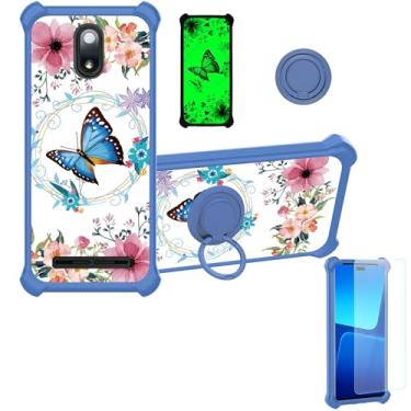 Imagem de Capa para ANS P550 compatível com ANS Artia Sp555D [com protetor de tela de vidro temperado][PC rígido + silicone macio][suporte de anel] [efeito luminoso] YGL-LHD