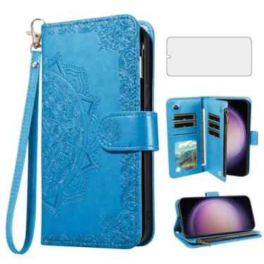 Imagem de Asuwish Capa de telefone para Samsung Galaxy S23 5G capa carteira celular com protetor de tela de vidro temperado e flor flip porta-cartão de crédito suporte suporte S 23 23S GS23 G5 SM-S911U 6,1