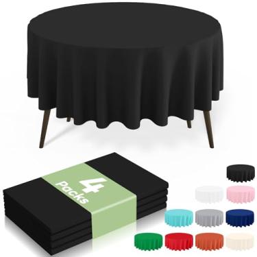 Imagem de misaya 4 pacotes de toalhas de mesa descartáveis de plástico, toalha de mesa redonda impermeável de 213 cm, à prova de vazamento e capas de mesa decorativas resistentes para piquenique, festa e