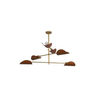 Imagem de Lustre Pendente Remo Trio Articulável Retangular Industrial Dourado e 