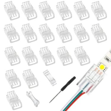 Imagem de EPLZON Conector de fita LED de 3 pinos 8 mm - conector rápido adaptador de luzes RGB para fita de luz LED RGB 5050 (20 peças)