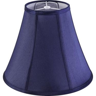 Imagem de GO&SO Candeeiro de sino azul 15 cm superior x 33 cm inferior x 27 cm altura (aranha) abajur médio, abajur de tecido tradicional para abajur de mesa, luminária de chão, abajur de substituição feito à