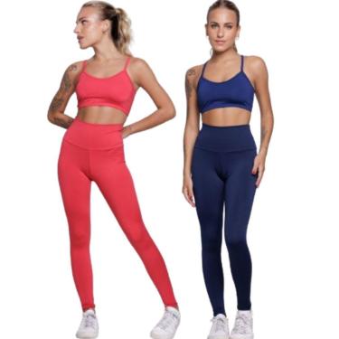 Imagem de KIT 2 Conjunto Top Alça Fina e Calça Suplex Serra e Mar Roupa Para Academia Treino Moda Fitness-Feminino